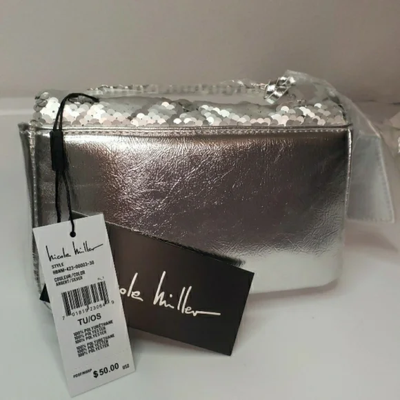 SOLD NWT Nicole Miller Sequin Small Clutch Crossbody Purse Bag - Picture 5 of 7